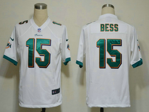 White Nike Game NFL jerseys Miami Dolphins 15 Bess